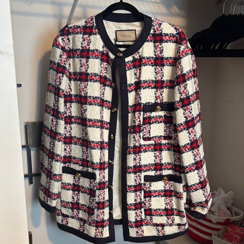 Gucci Women's Checkered Blazer - Red, Navy ,White